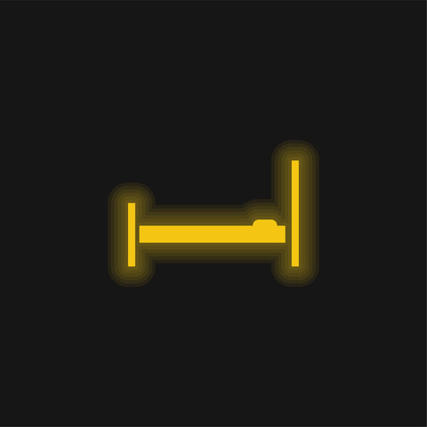 Bed Empty Side View yellow glowing neon icon