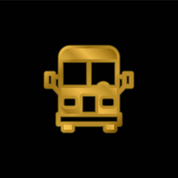 Airport Bus gold plated metalic icon or logo vector