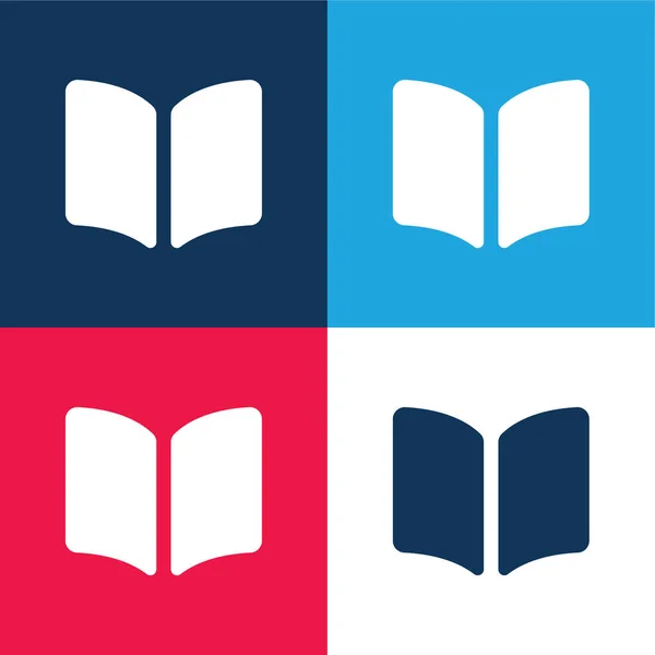 Book Opened Filled Reading Tool Blue Red Four Color Minimal — Stockvector