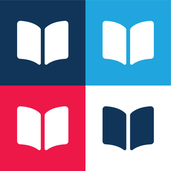 книга открылась заполненный инструмент чтения синий и красный четыре цвета минимальный набор значков