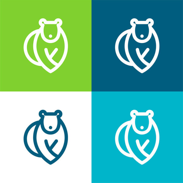 Bear Flat four color minimal icon set