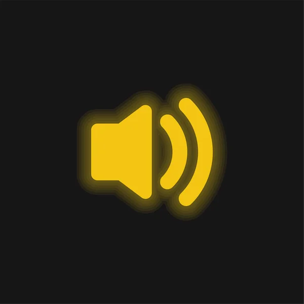 Audio Speaker Yellow Glowing Neon Icon — Vector de stock