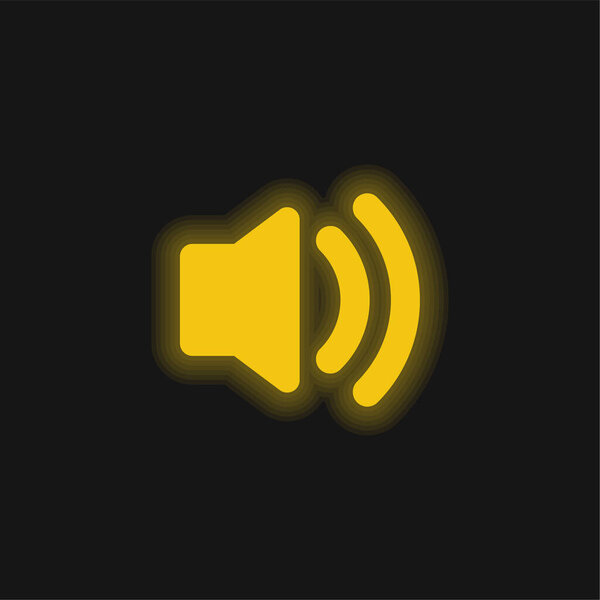 Audio Speaker On yellow glowing neon icon