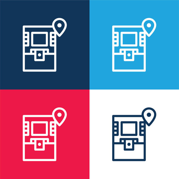 Atm blue and red four color minimal icon set