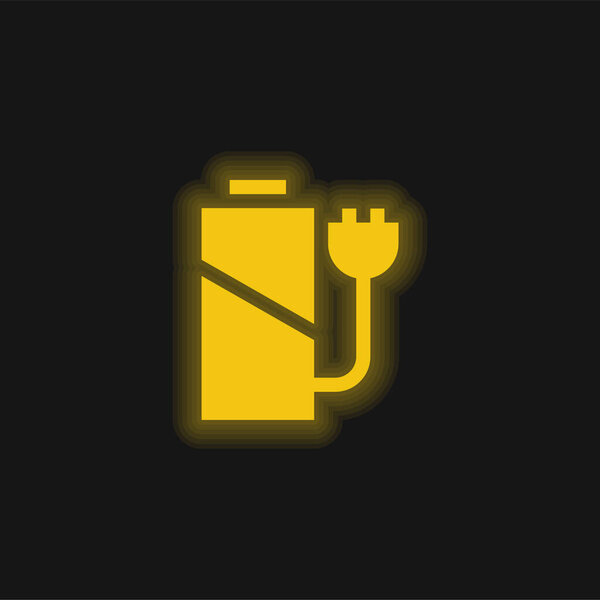 Battery Level yellow glowing neon icon