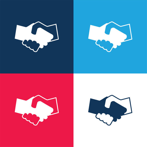 Black And White Shaking Hands blue and red four color minimal icon set