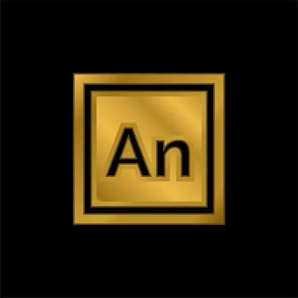 Animate Gold Plated Metalic Icon Logo Vector — Stock Vector