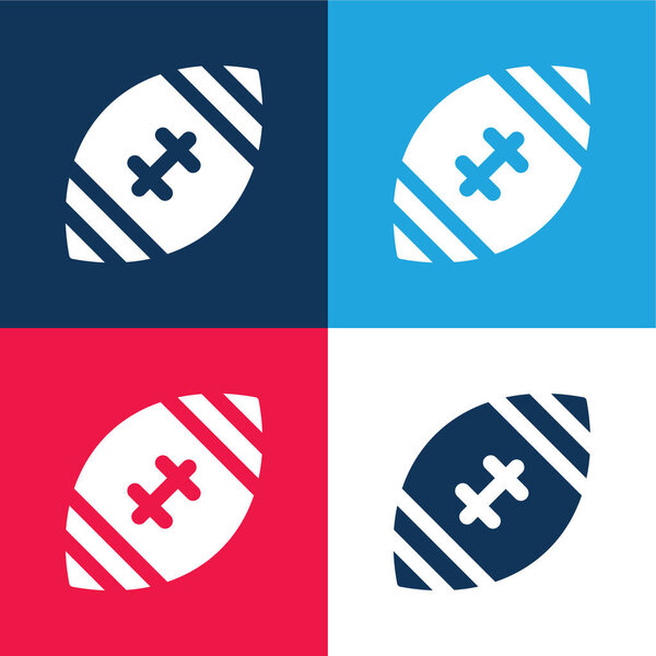 Американский футбол синий и красный четыре цвета минимальный набор значков