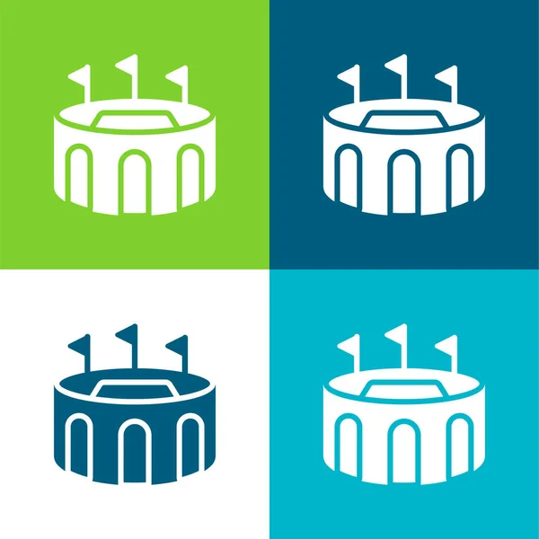 Arena Flat Conjunto Iconos Mínimo Cuatro Colores — Vector de stock