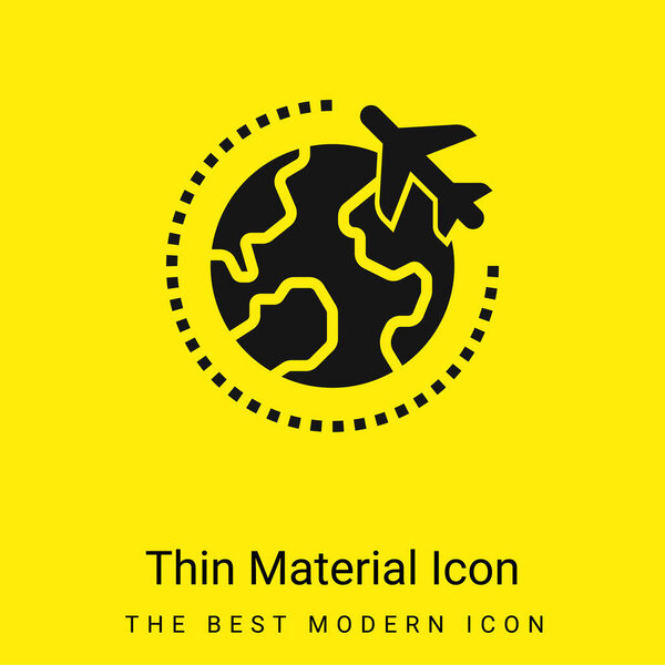 Airplane minimal bright yellow material icon