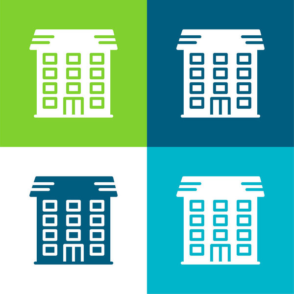 Плоский четырехцветный минимальный набор иконок