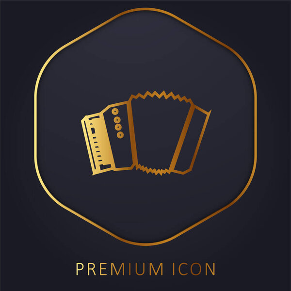 аккордеон силуэт с белыми деталями золотой линии премиум логотип или иконка