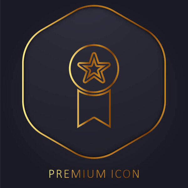 Badge golden line premium logo or icon