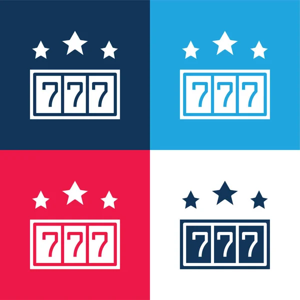 stock vector 777 blue and red four color minimal icon set