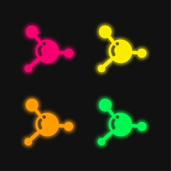 Blood Cell four color glowing neon vector icon