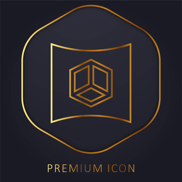 3d Display golden line premium logo or icon