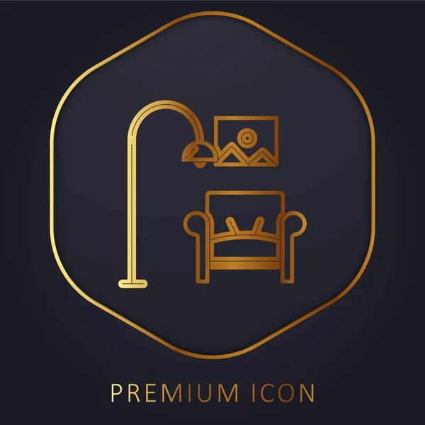 Poltrona Linha Dourada Logotipo Premium Ícone — Vetor de Stock