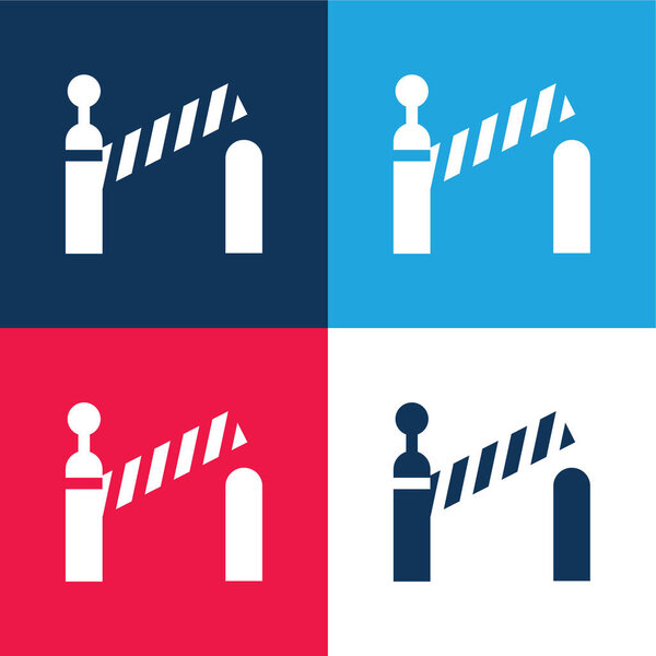 Barrier blue and red four color minimal icon set