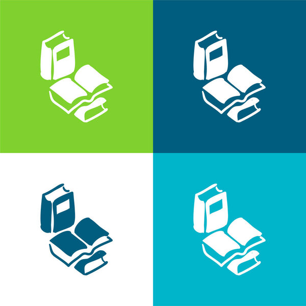 Книги Ручной рисунок образовательных инструментов Плоские четыре цвета минимальный набор значков