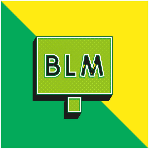 Blm Green and yellow modern 3d vector icon logo
