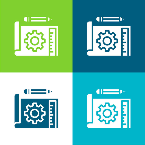 Blueprint Flat four color minimal icon set