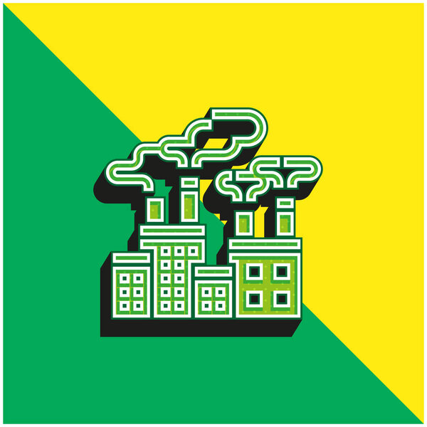 Air Pollution Green and yellow modern 3d vector icon logo
