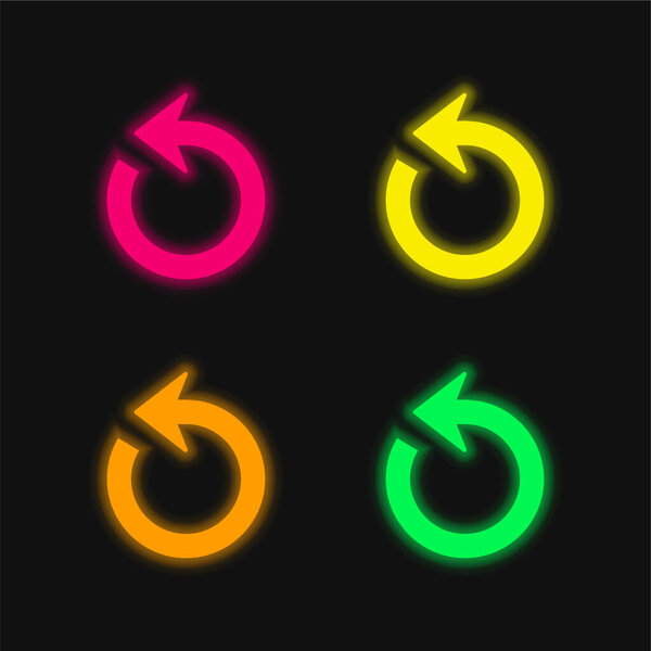 Arrow Circle four color glowing neon vector icon
