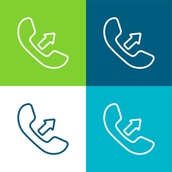 Answer A Call Interface Symbol Of Auricular With An Arrow Flat four color minimal icon set