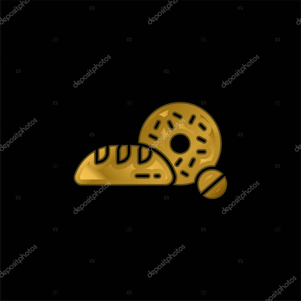 Breads gold plated metalic icon or logo vector
