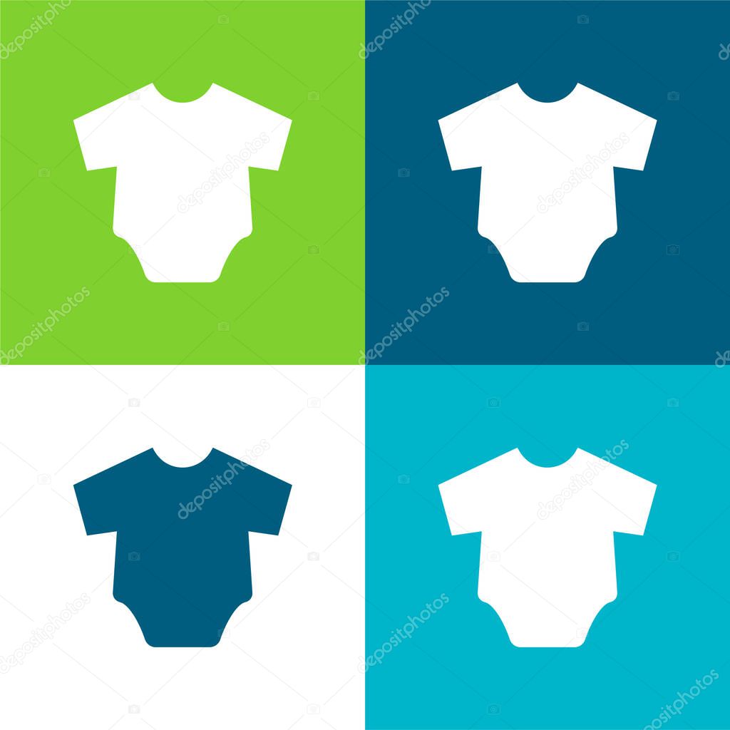 Baby Clothes Flat four color minimal icon set