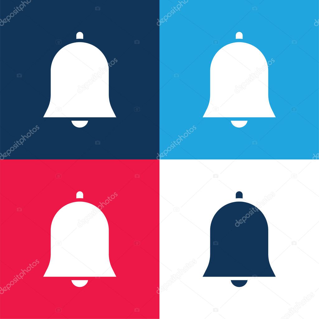 Bell blue and red four color minimal icon set