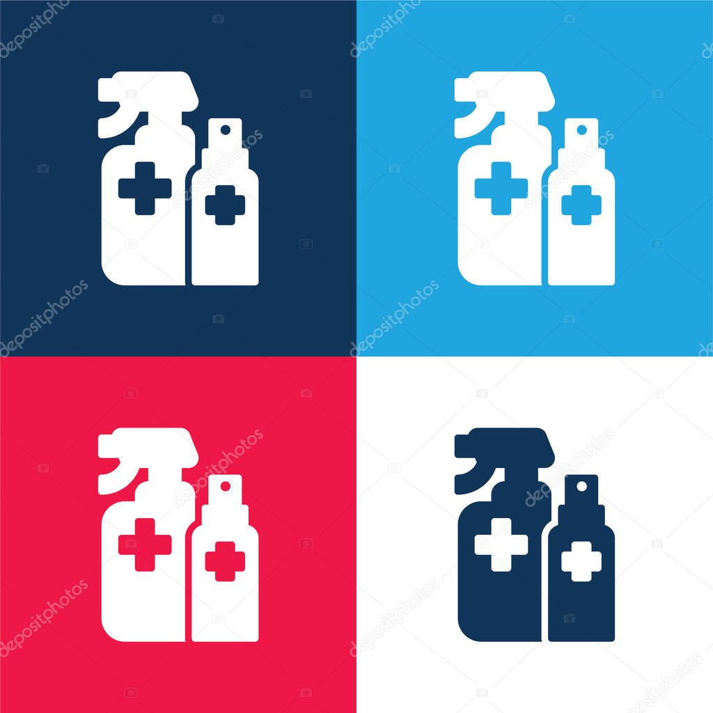 Alcohol blue and red four color minimal icon set
