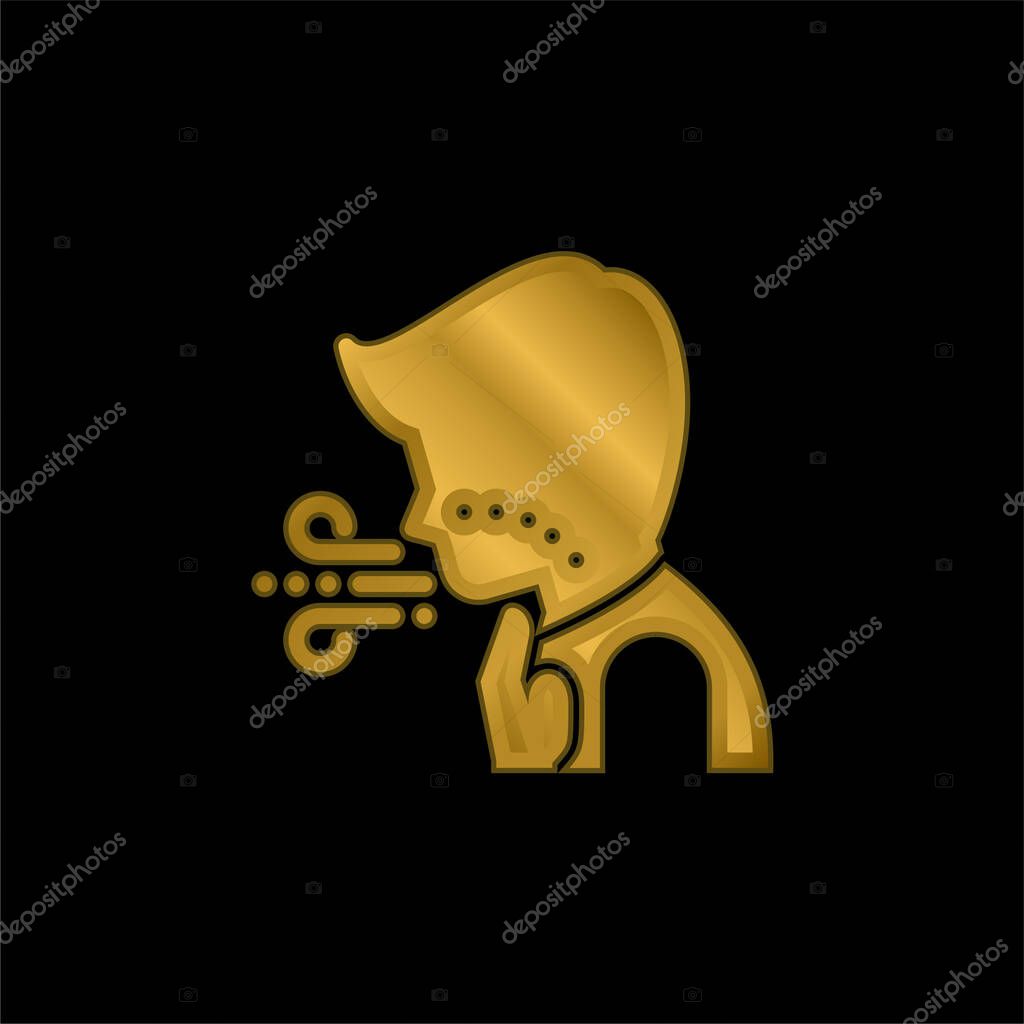 Breathing gold plated metalic icon or logo vector