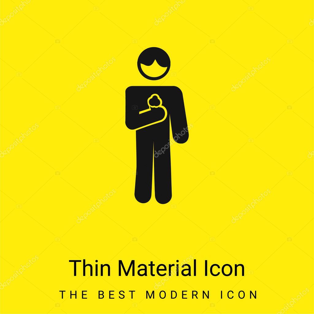 Boy With Ice Cream Cone In minimal bright yellow material icon