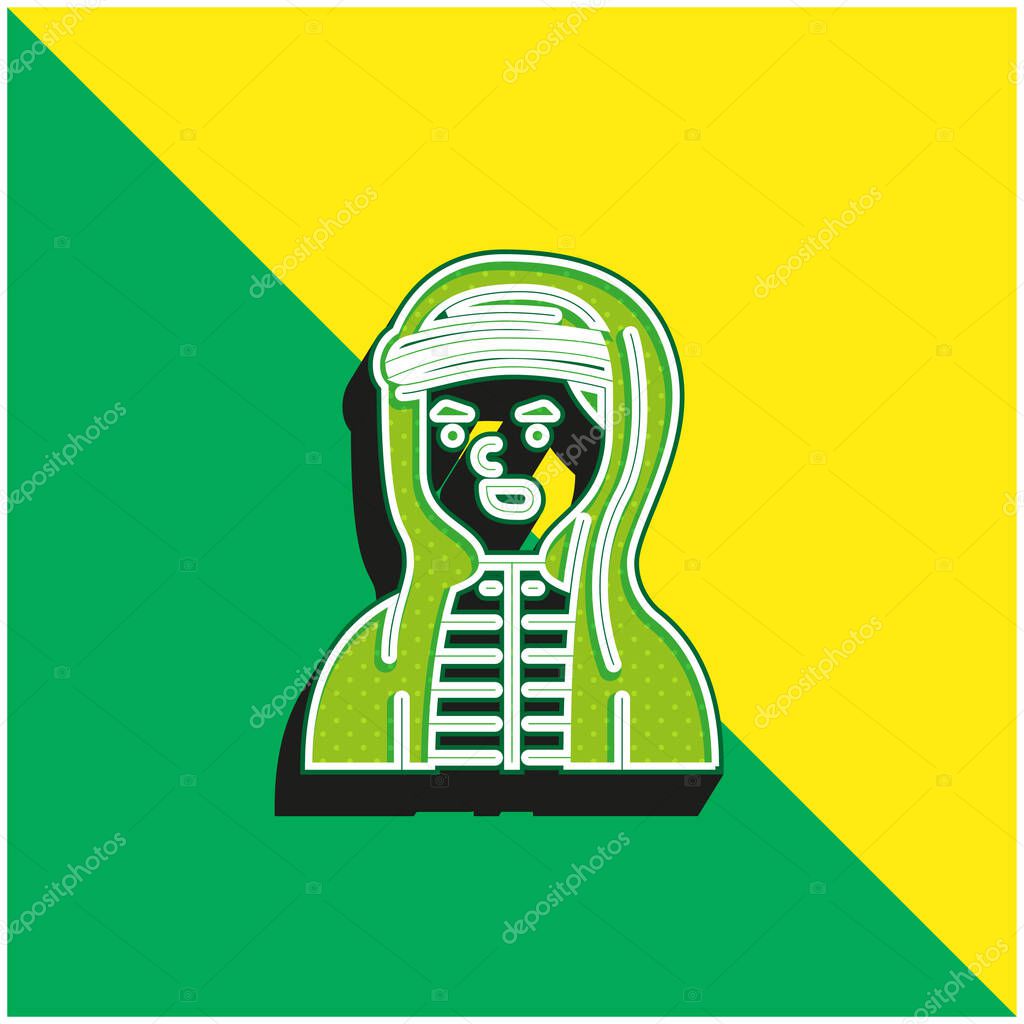 Boy Green and yellow modern 3d vector icon logo
