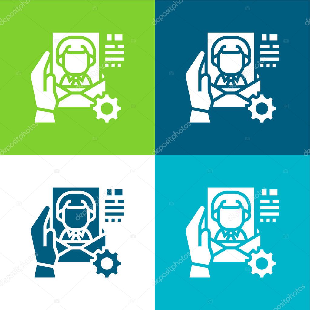 Agency Flat four color minimal icon set