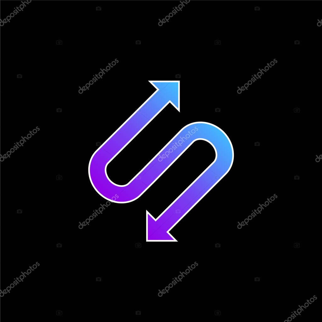 Arrow With Two Points In S Shape blue gradient vector icon