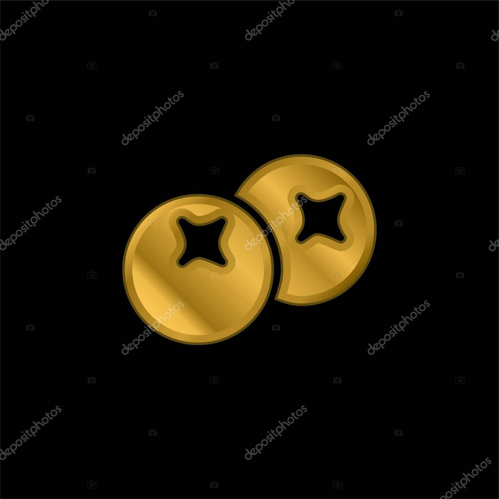 Berries gold plated metalic icon or logo vector