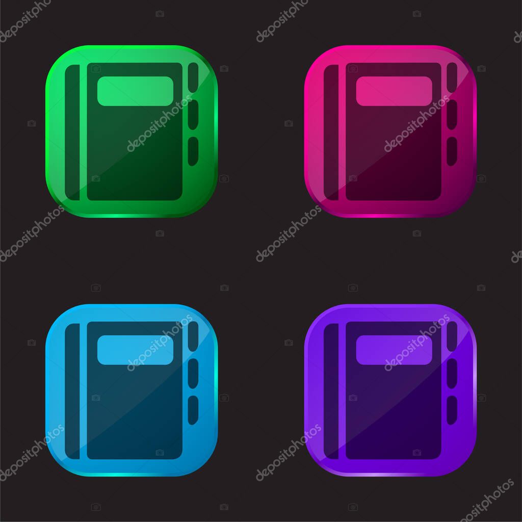 Agenda Book four color glass button icon