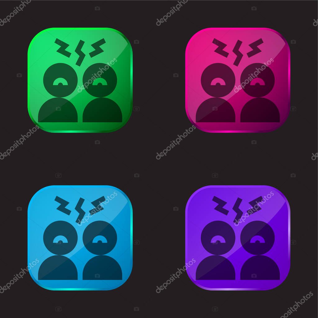 Angry four color glass button icon