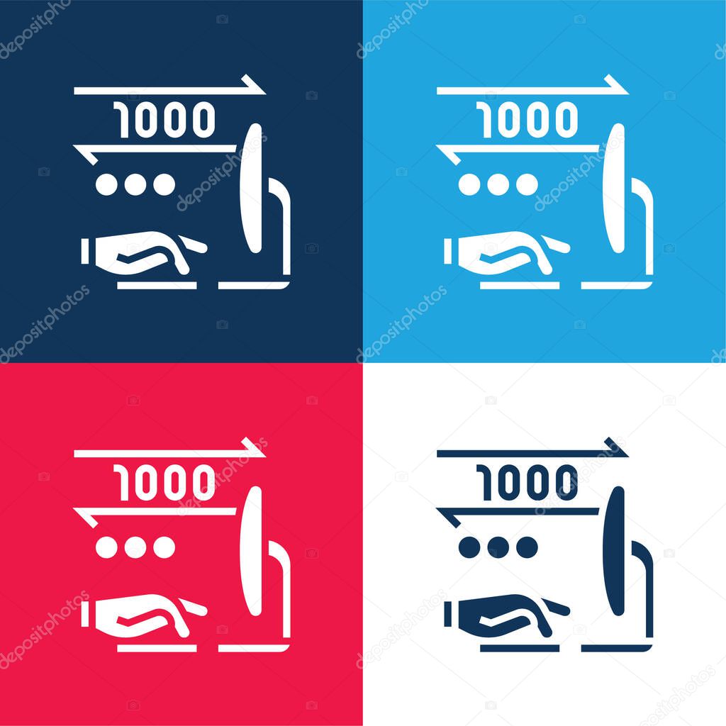 Binary blue and red four color minimal icon set