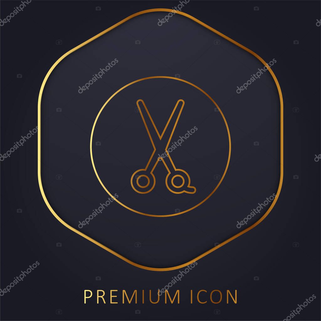 Barber Shop golden line premium logo or icon