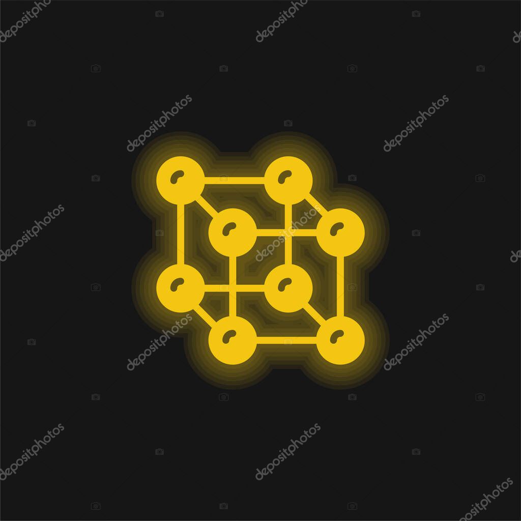 Atoms yellow glowing neon icon