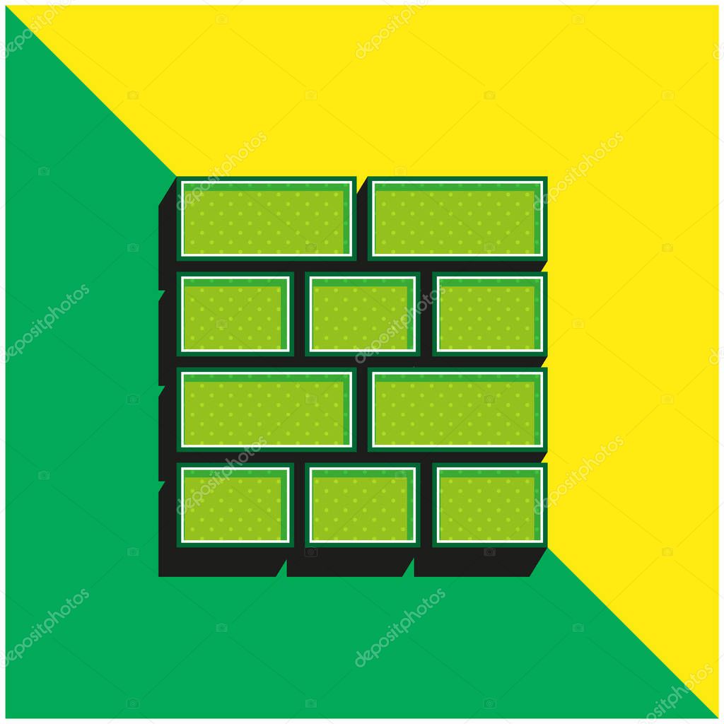 Bricks Layout Green and yellow modern 3d vector icon logo