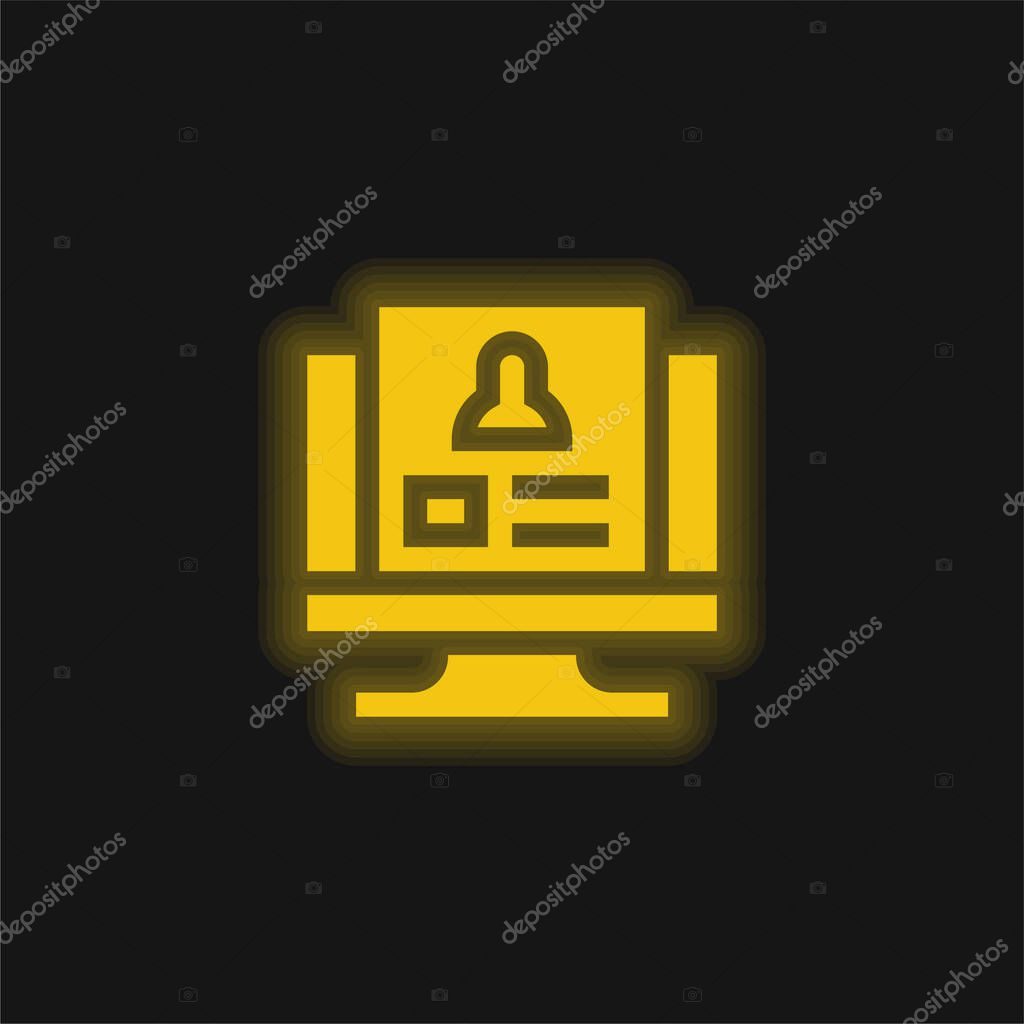 Background Check yellow glowing neon icon