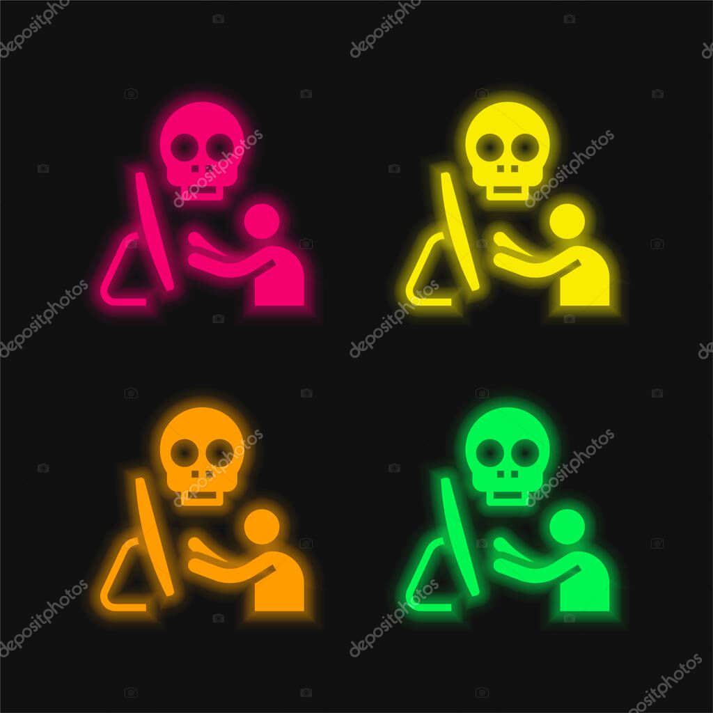 Anonymous four color glowing neon vector icon