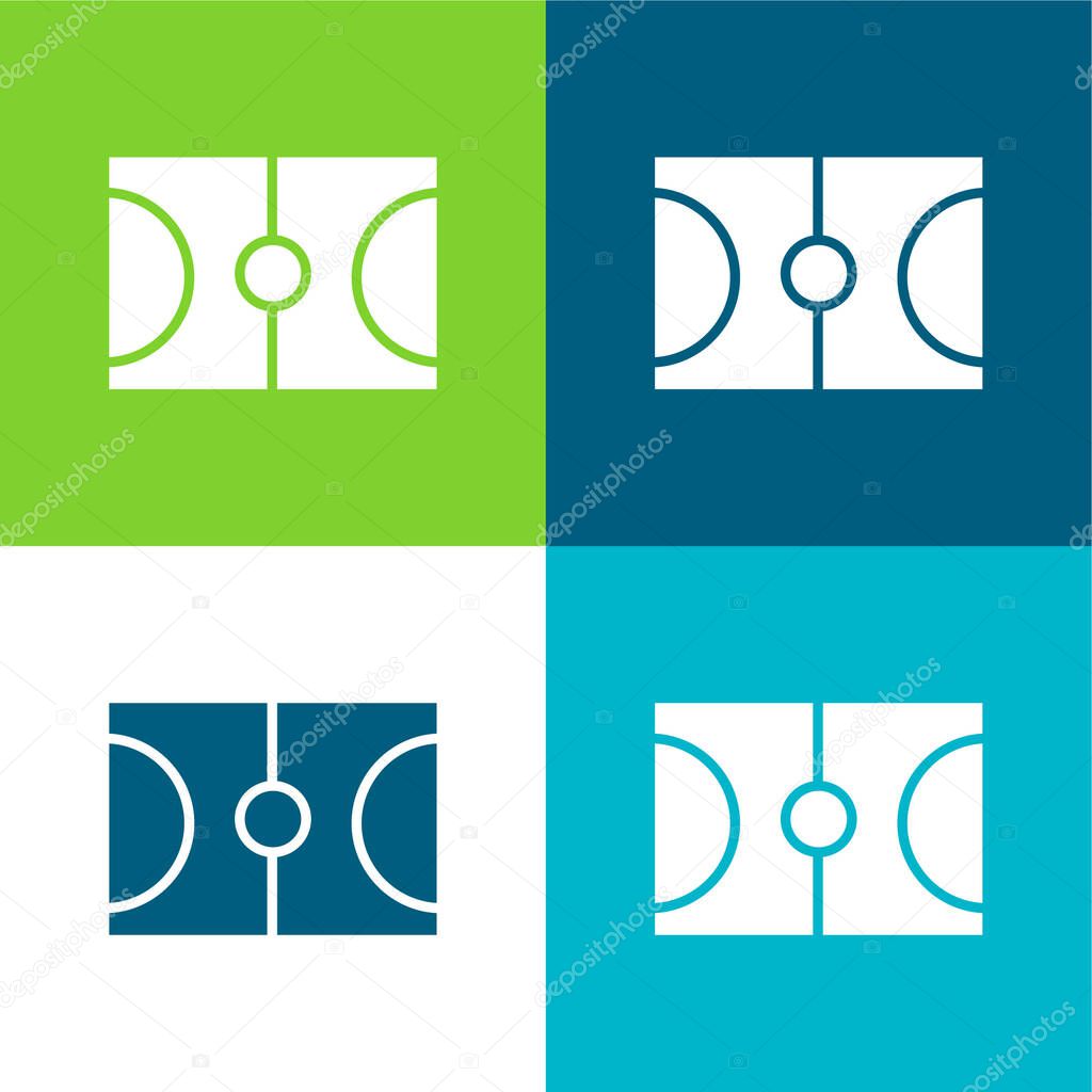 Basketball Flat four color minimal icon set