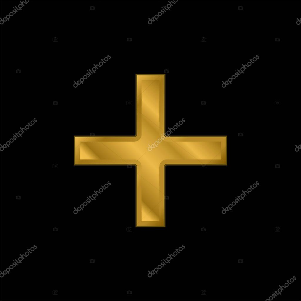 Add gold plated metalic icon or logo vector