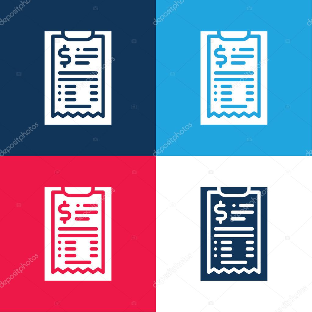 Bill blue and red four color minimal icon set
