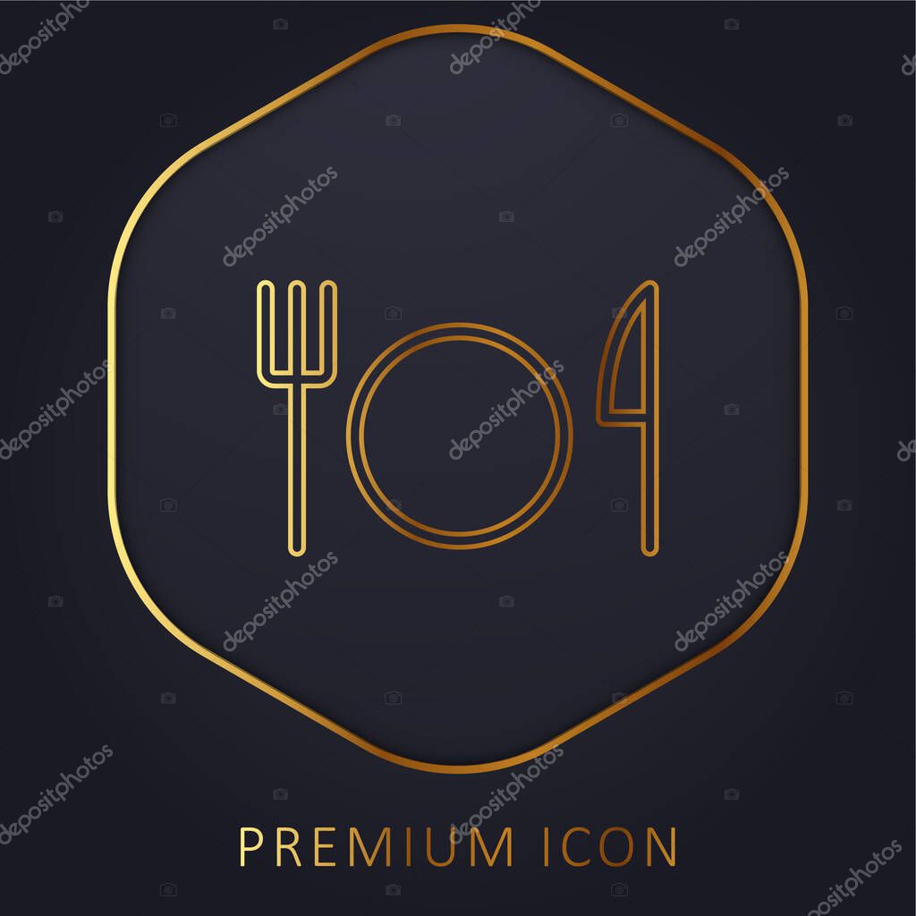 Basic Restaurant Sign golden line premium logo or icon